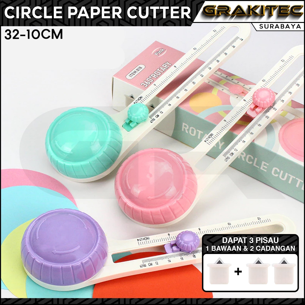 

Circle Cutter Premium 10 cm - 32 cm / 4 inc - 12 inc Pisau Alat Potong Kertas Sticker Bulat / Lingkaran / Bundar Kualitas Eksport