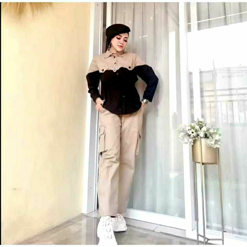 SETELAN WANITA CARGO//SETELAN WANITA COMBINASI