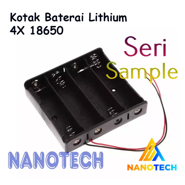 Battery Holder Box Case Kotak Tempat Baterai 4x 18650 cable kabel