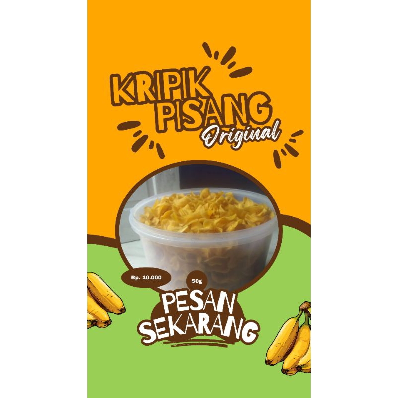 

(promo)keripik pisang kepok asli.enak renyah tanpa bahan pengawet,halal