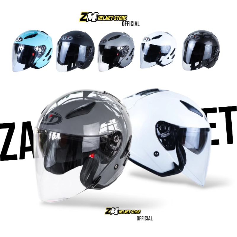 HELM KYT GALAXY FLAT R SOLID DOUBLE VISOR Support kacamata| Half Face Lisensi DOT SNI