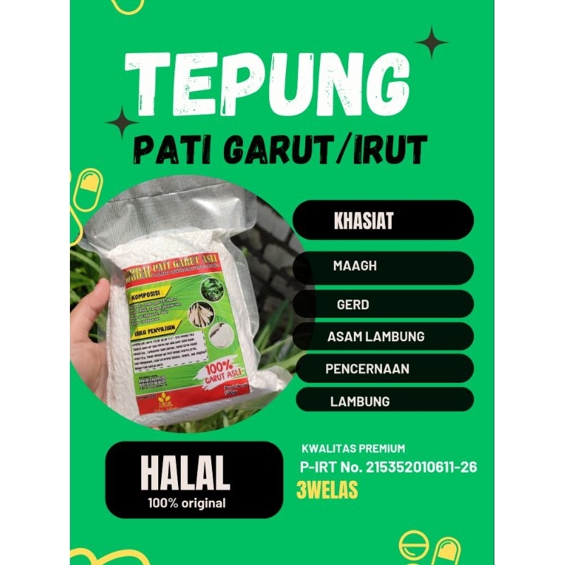 

1KG TEPUNG PATI GARUT/jengkerut/tepung umbi umbi ASLI ORIGINAL 100% SOKO-TUBAN