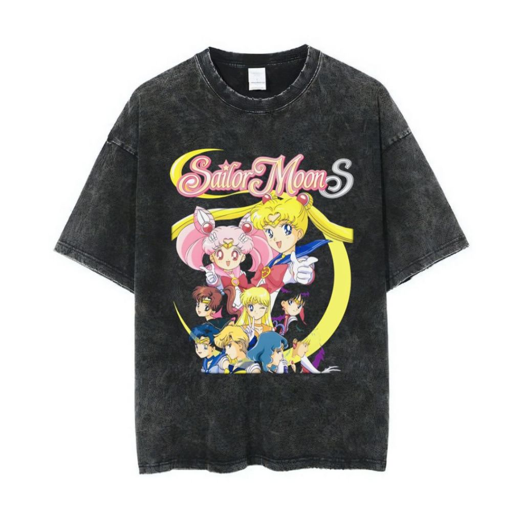 Psycho Crucify "Sailor Moon" Oversized T-Shirt | Stone Wash | Kaos Sailor Moon | Anime | Kaos Oversi