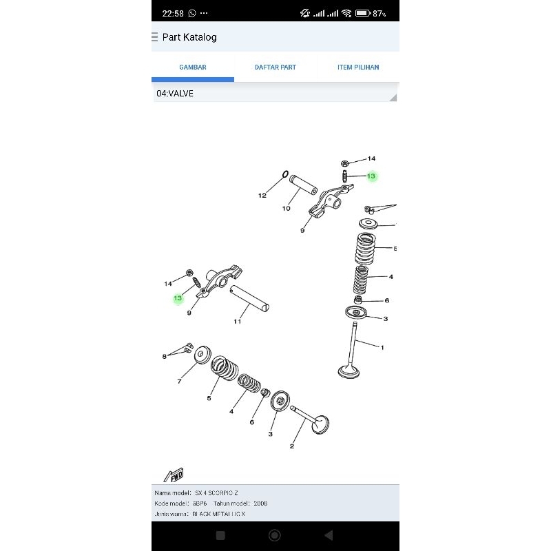 Baut setelan klep Scorpio Original