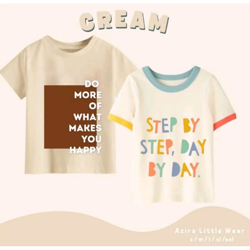 Kaos Anak Warna Cream Lucu / Kaos Anak Lucu Unisex Cewek Cowok / Baju Anak Keren By Azira / Atasan A