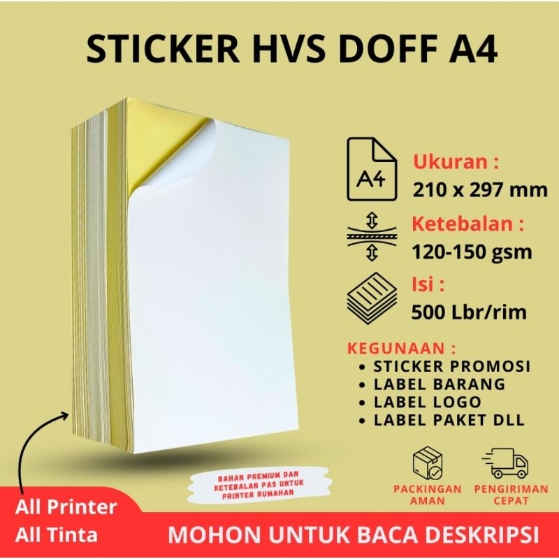 

STICKER HVS A4 ISI 50 LEMBAR / KERTAS STIKER HVS INKJET DOFF A4