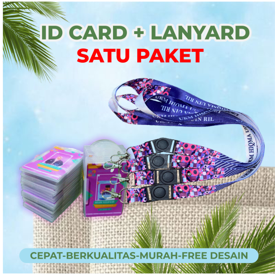 

PAKET LANYARD+ID CARD+CARD HOLDER CUSTOM UK 2CM Pre-Order 7Hari 2 Sisi Bahan Tissue Premium