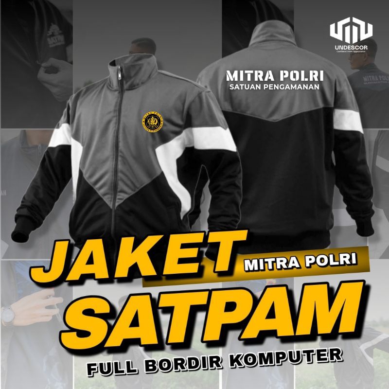 Jaket Mitra Polri Satpam Tracktop Jaket Sport Security Jaket Parasut Outdoor Full Bordir Komputer Cu