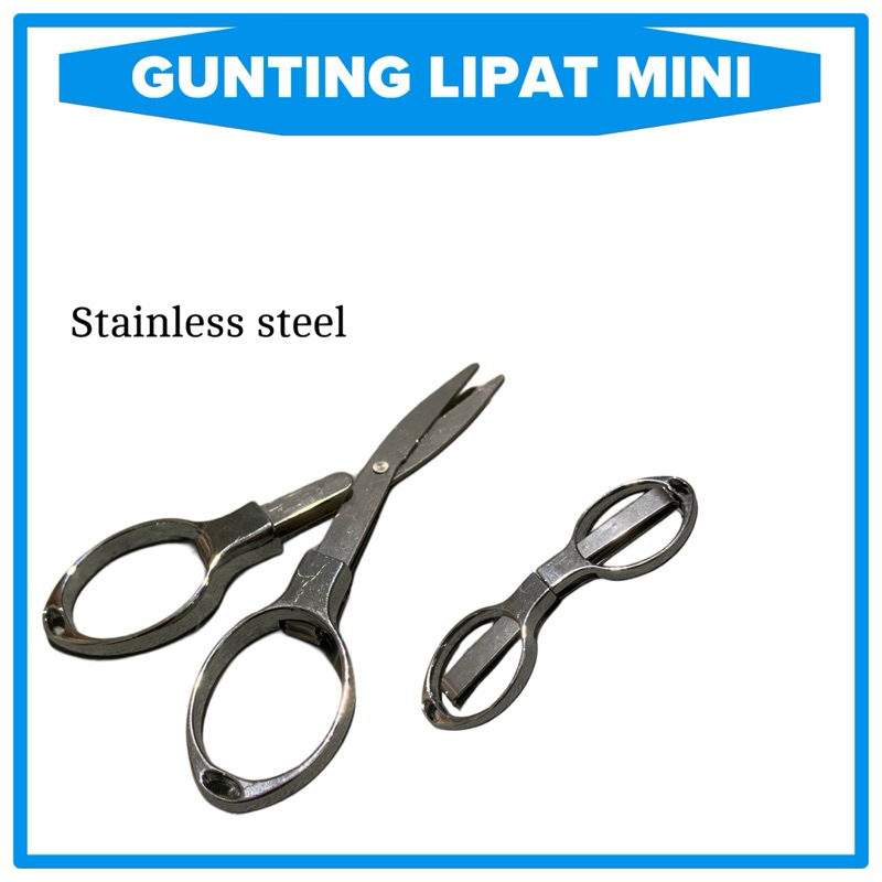 

Gunting Lipat Stainless Steel Silver Mini Kuat Tahan Lama Portable Lipat Multifungsi