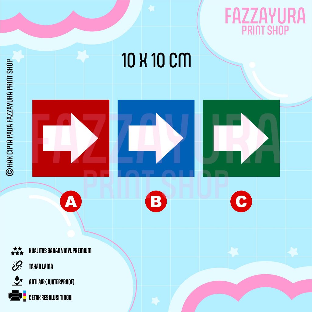 

STICKER TANDA PANAH BENTUK KOTAK 10 X 10 CM