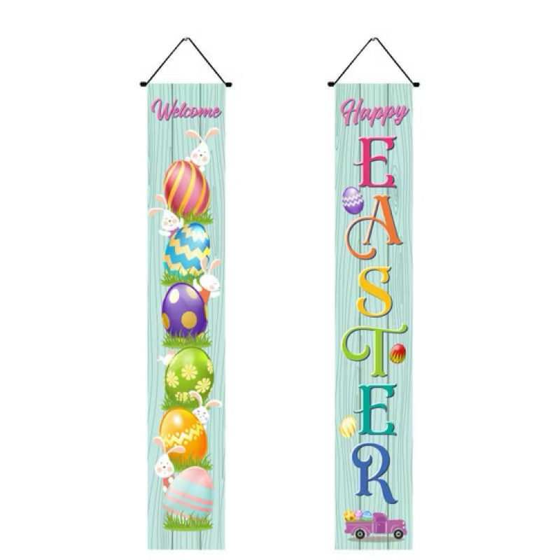 BANNER PINTU SEPASANG FLEXI HAPPY EASTER SELAMAT PASKAH HE IS RISEN GEREJA JUMAT AGUNG KELINCI TELUR
