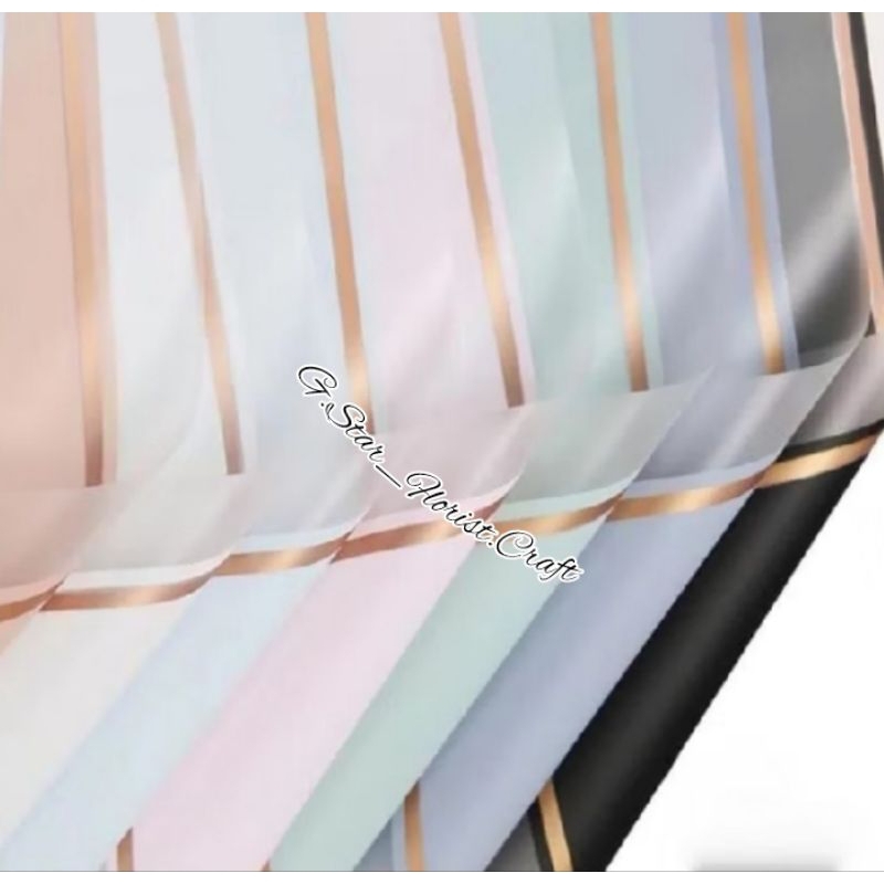 

Cellophane List Gold Transparan per 5 lembar dan 20 lembar TRANSPARENT FRAME GOLD LINE FLOWER WRAPPING CELLOPHANE WATERPROOF Free Packing