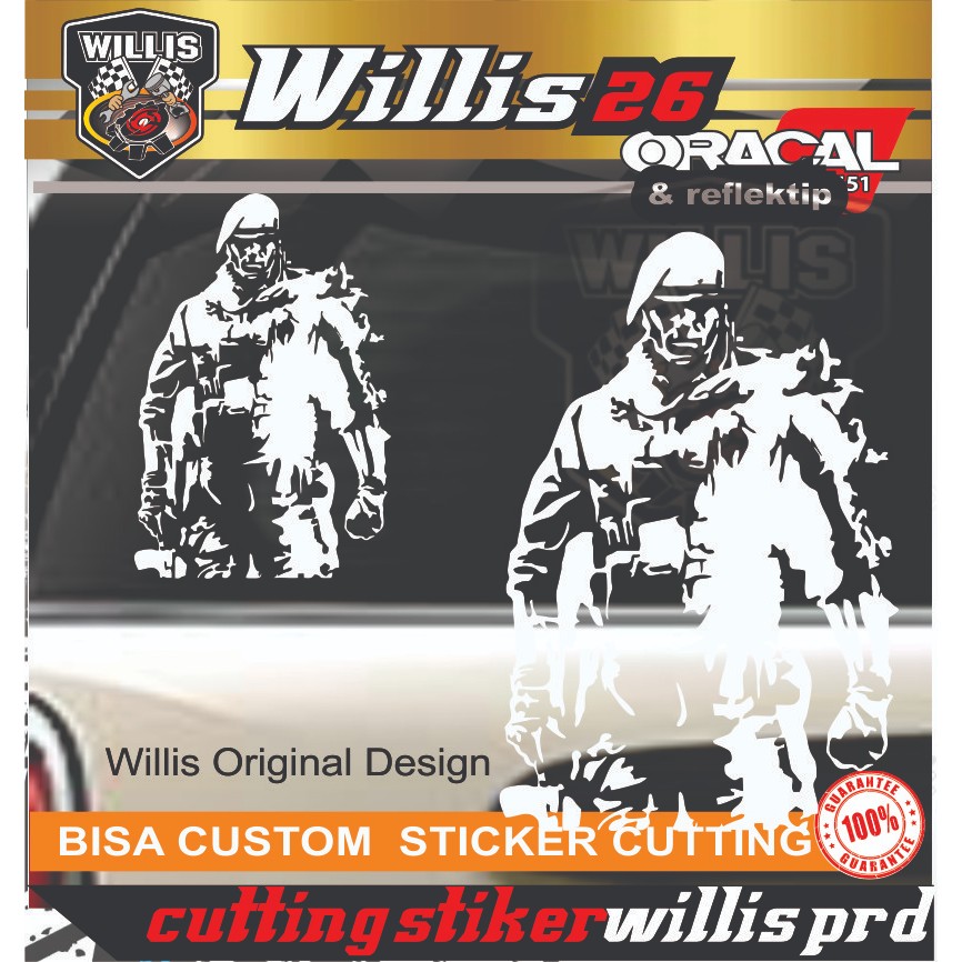 STIKER MOBIL-CUTTING STIKER KACA MOBIL BELAKANG ARMY SILUET-STIKER ARMY-STIKER MOBIL KACA BELANG CUS