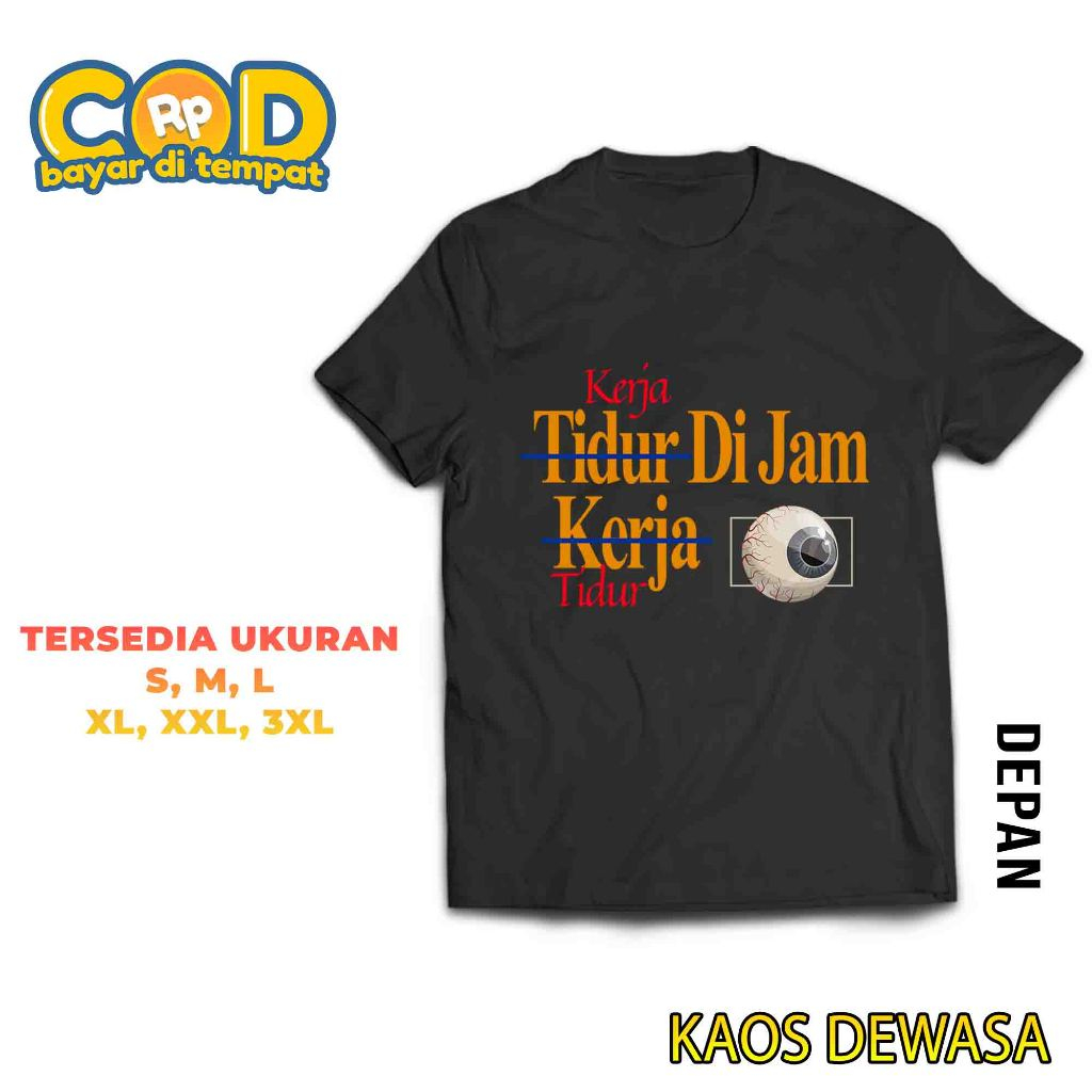 kaos Vintage Kata Kata Kerja di Jam Tidur kaos distro Pria wanita - baju lengan pendek Kata Sindiran