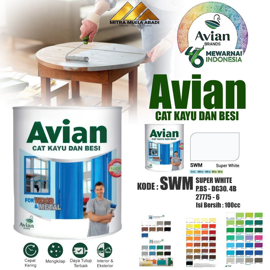 Cat Avian Cat Kayu Dan Besi 100cc Super White