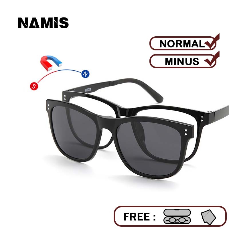 Namis Kacamata Clip On Minus Pria Wanita Hitam Anti Blueray Photocromic Bluecromic Kaca Mata Optik