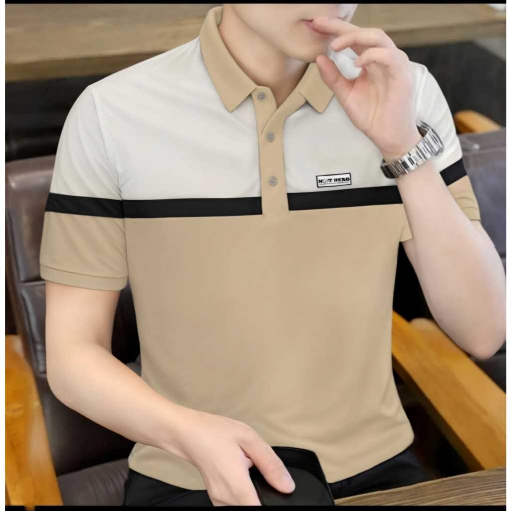 Kaos Kerah Pria Lengan Pendek Kekinian Baju Cowok Berkerah Tshirt Style Korea Elfazza