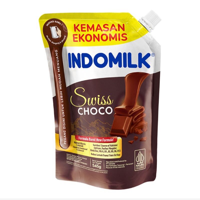 

dlma INDOMILK KENTAL MANIS CREAMY ORIGINAL SWISS CHOCO KEMASAN POUCH ANTI TUMPAH