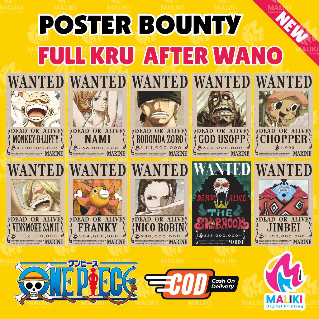 Poster Wanted One Piece Mugiwara (1set poster)