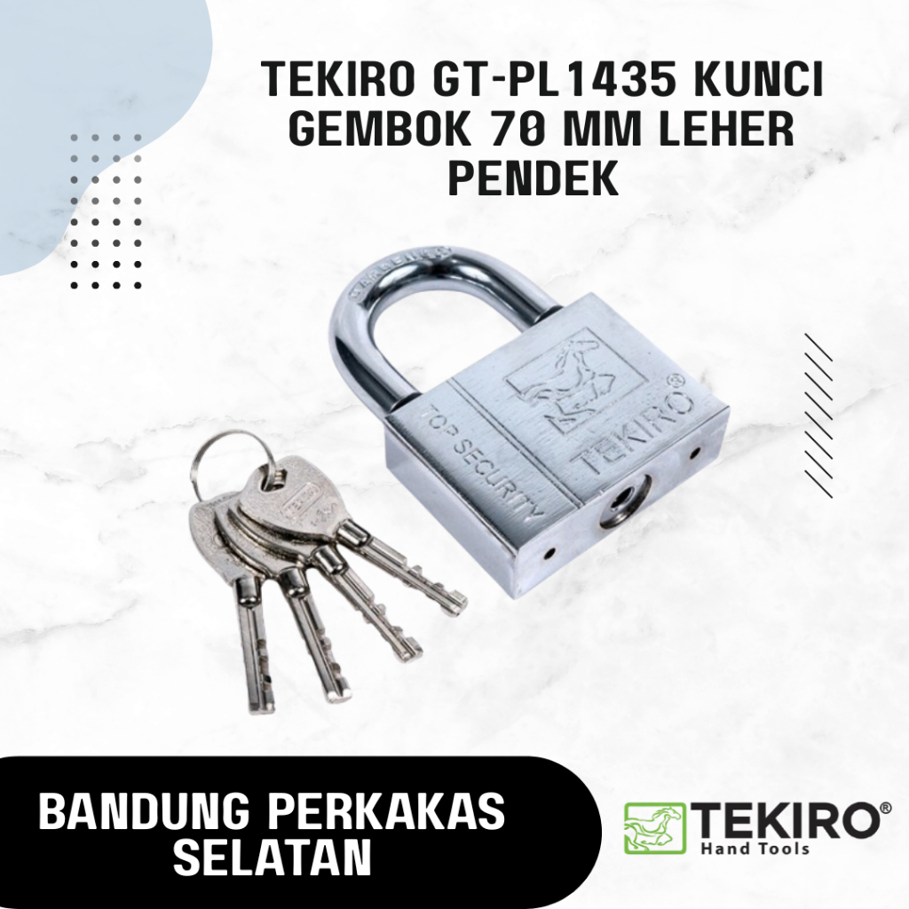 TEKIRO GT-PL1435 Kunci Gembok 70 mm LEHER PENDEK - Rumah Pagar