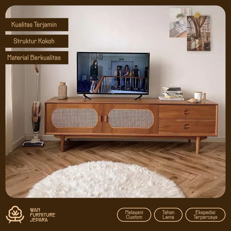 meja tv retro kayu jati konsol tv retro kayu jati
