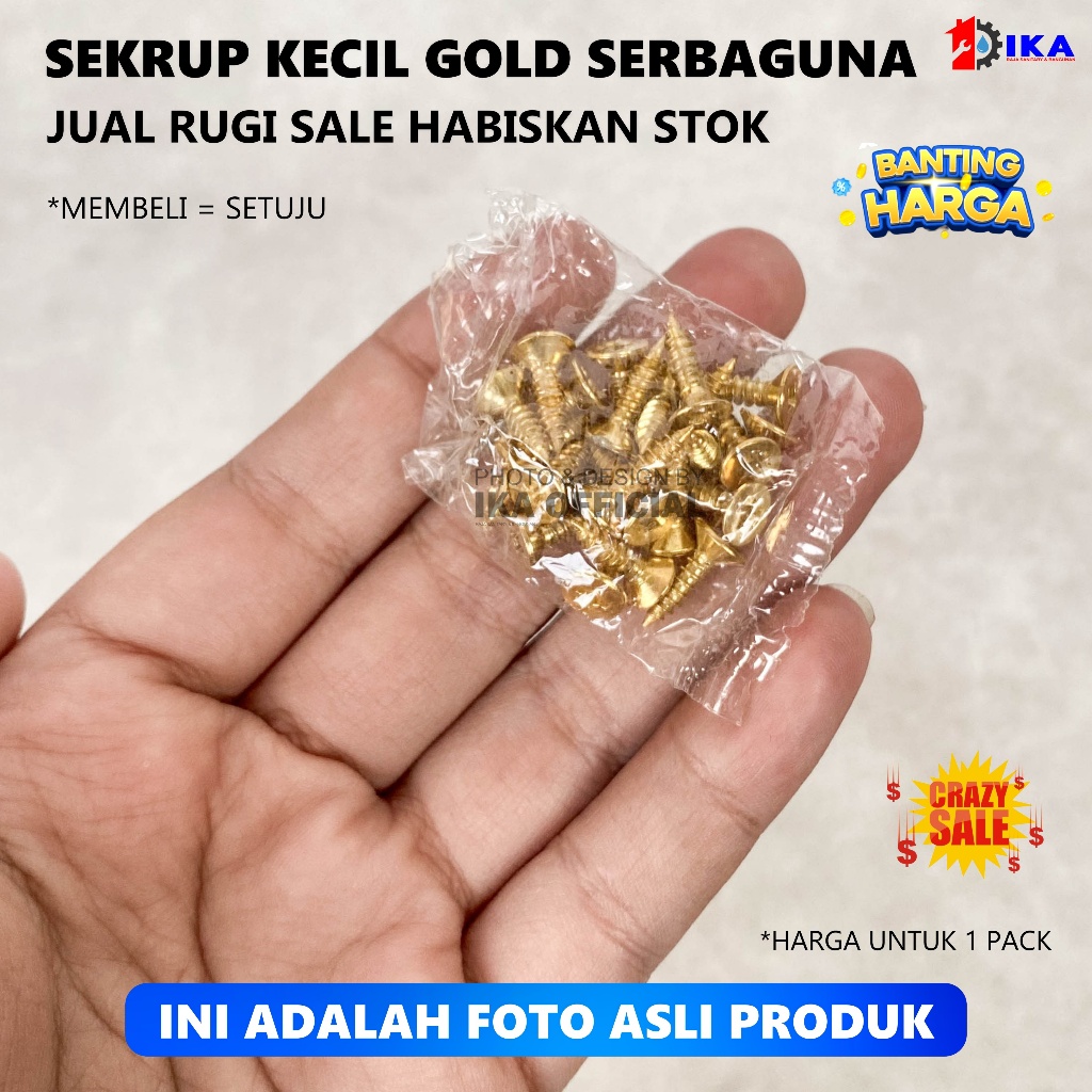 Sekrup Kecil Kuning Gold / Sekrup Baut GRC Kalsiboard / Calciboard Kuning / Sekrup Kuningan Skrup Ku