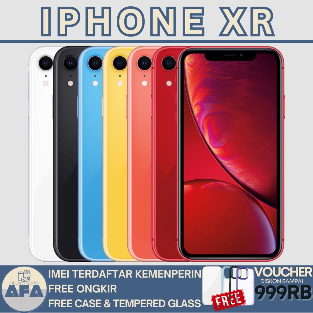 IPHONEE XR 64GB 128GB 256GB ORIGINAL FULLSET GARANSI RESMI - Black White Yellow Coral Blue Red