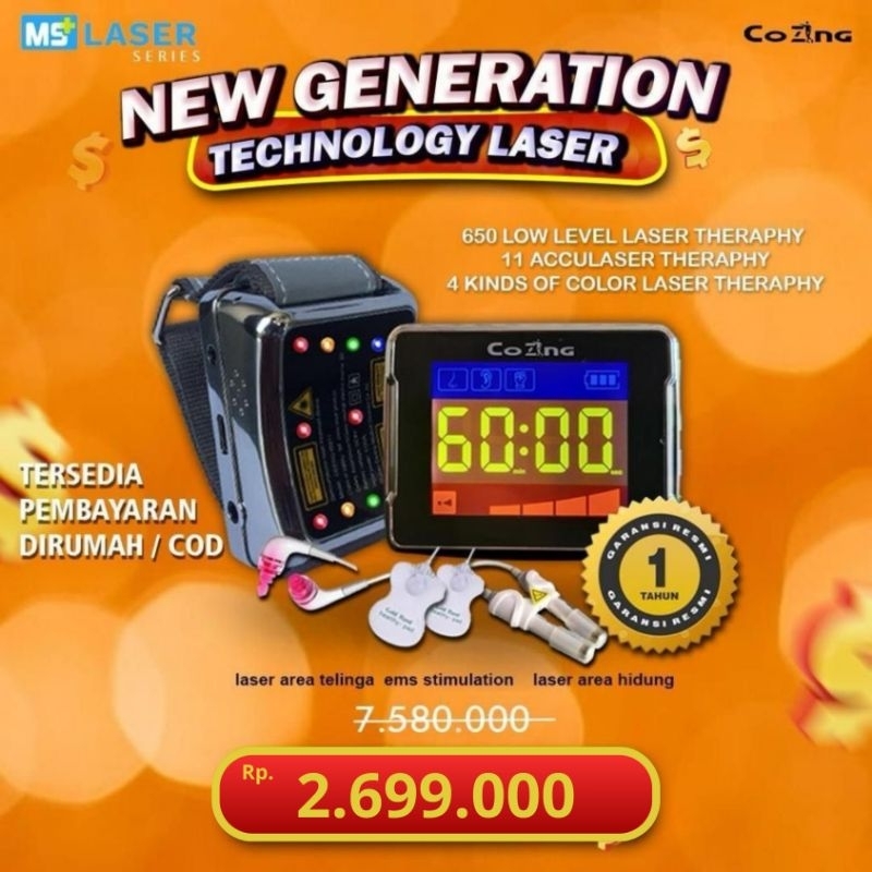JAM DR TERAPI LASER COZING DAN MS LASER PLUS INTRANASAL KIT DAN TINNITUS KIT NEW GENERATION 10+1