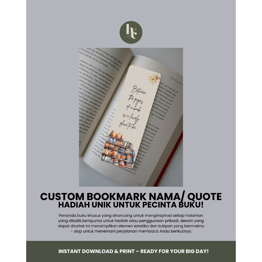 

Penanda Buku Custom Digital – Free Template Editable Canva Estetik