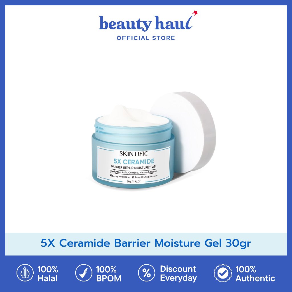 SKINTIFIC 5X Ceramide Barrier Moisture Gel –Moisturizer Gel Ringan untuk Oil Control, Calming, Pelem