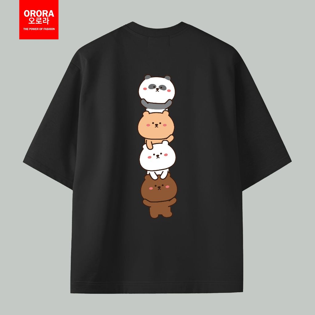 ORORA Oversized T-shirt Cute Beat Cotton Premium 16s Kaos Oversize Pria Wanita Korea | OV NORK 3