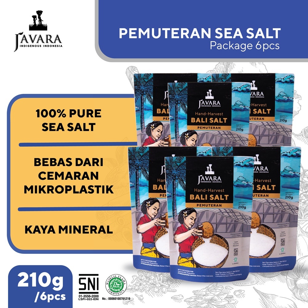 

Javara Pemuteran Sea Salt Garam Laut Alami 210g - Kemasan 1 Karton isi 6pcs