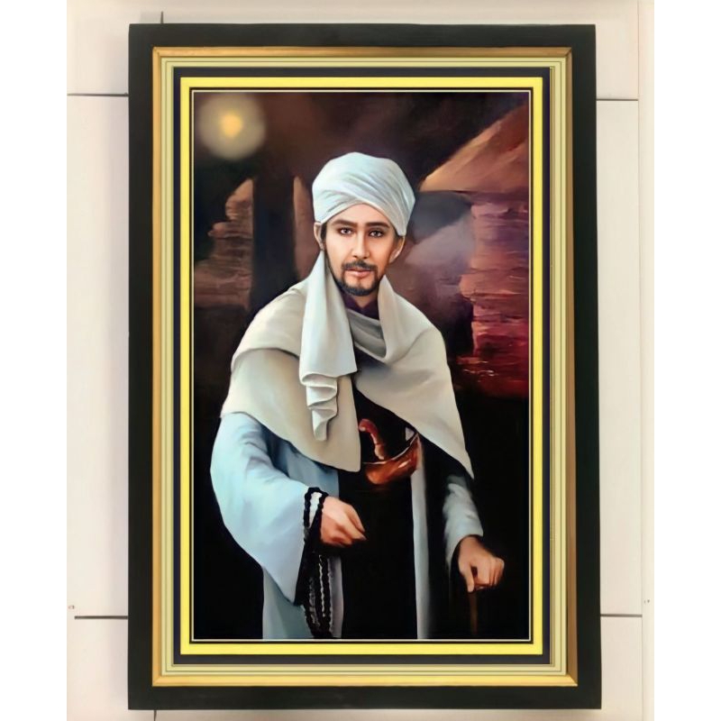 hiasan dinding lukisan cetak sunan gunung jati plus Bingkai ukuran 65×45