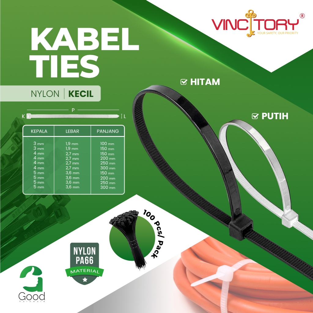 

Vincitory Kabel Ties Nylon Cable Ties Tali Krek Pengingat Bungkus Makanan