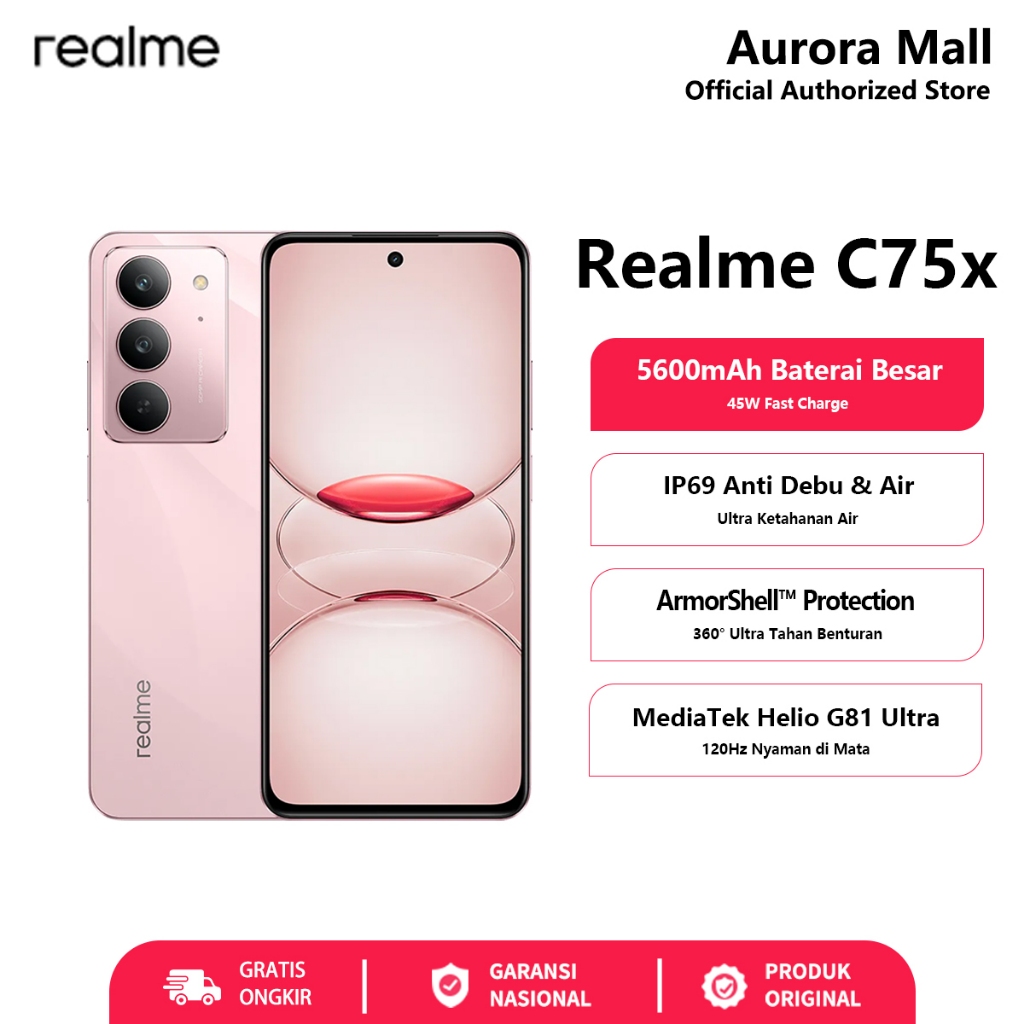 Hp realme C75x 8/128GB RAM 8GB+16GB Extended ROM 128GB realme Terbaru 2025 Garansi Resmi