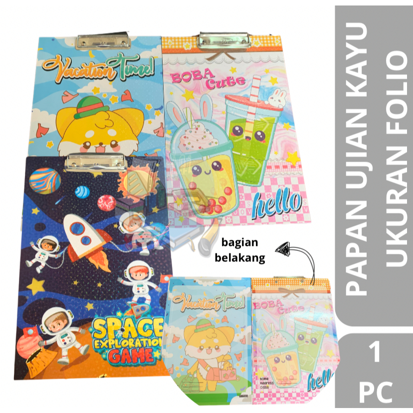 

[1 PC] Papan Ujian + Whiteboard Motif Lucu / Alas Papan Clipboard Ujian Motif Ukuran Folio