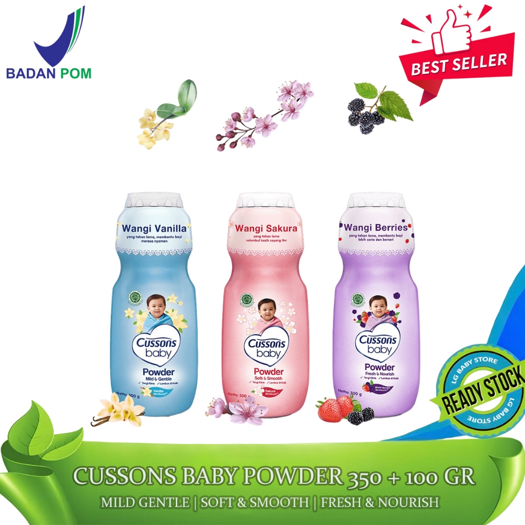 CUSSONS BABY Bedak Bayi Powder 350 + 100 (450gr) - Lembut & Aman untuk Bayi / Bedak Cussons Bayi