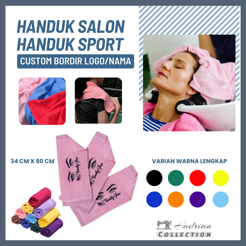 Handuk Salon Handuk Sport Handuk Facial Custom Bordir Nama dan Logo Souvenir Handuk Bordir