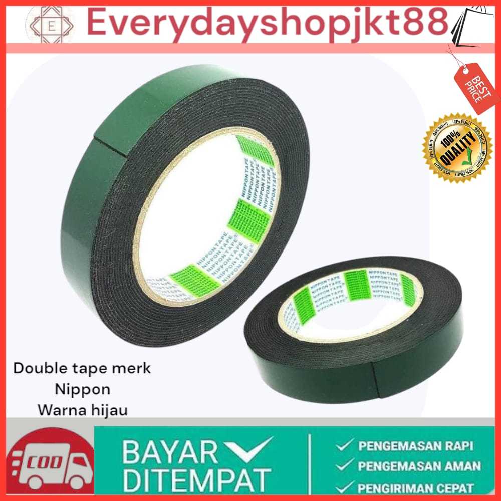 

Double Tape hijau busa 3M ukuran 1 inch x 5m / Nippon Double Tape Foam warna hijau