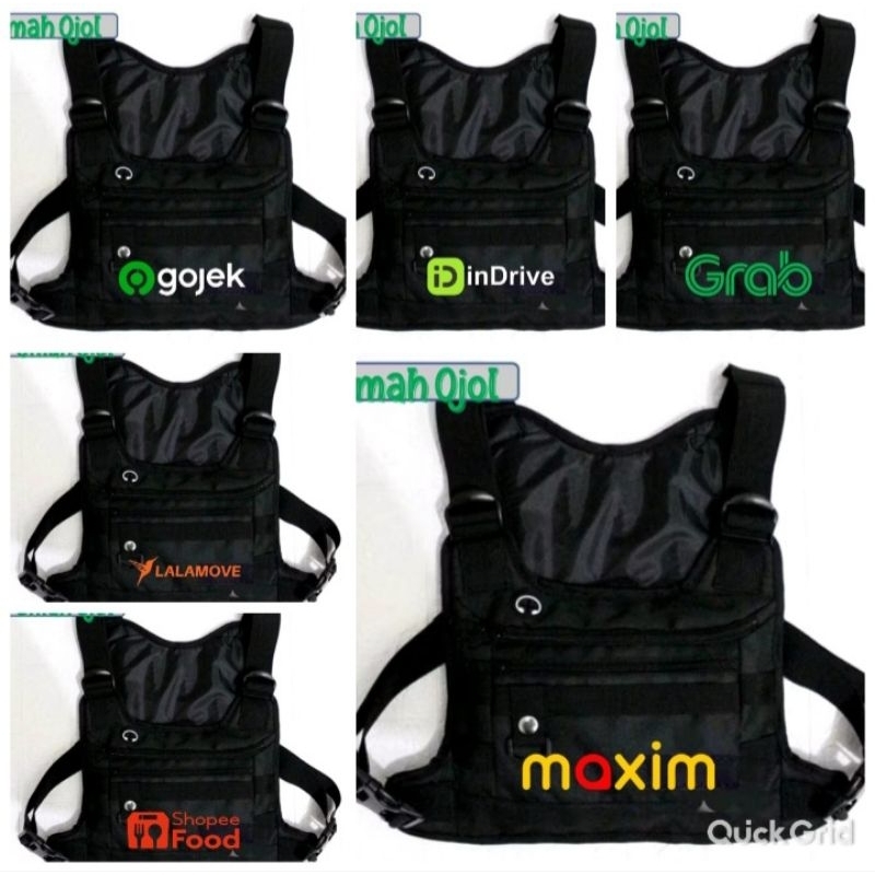 TAS DADA DEPAN OJOL OJEK ONLINE LENGKAP MAXIM / GR3B /G0 J3K/ INDRIVE / LALA MOVE / SFOOD