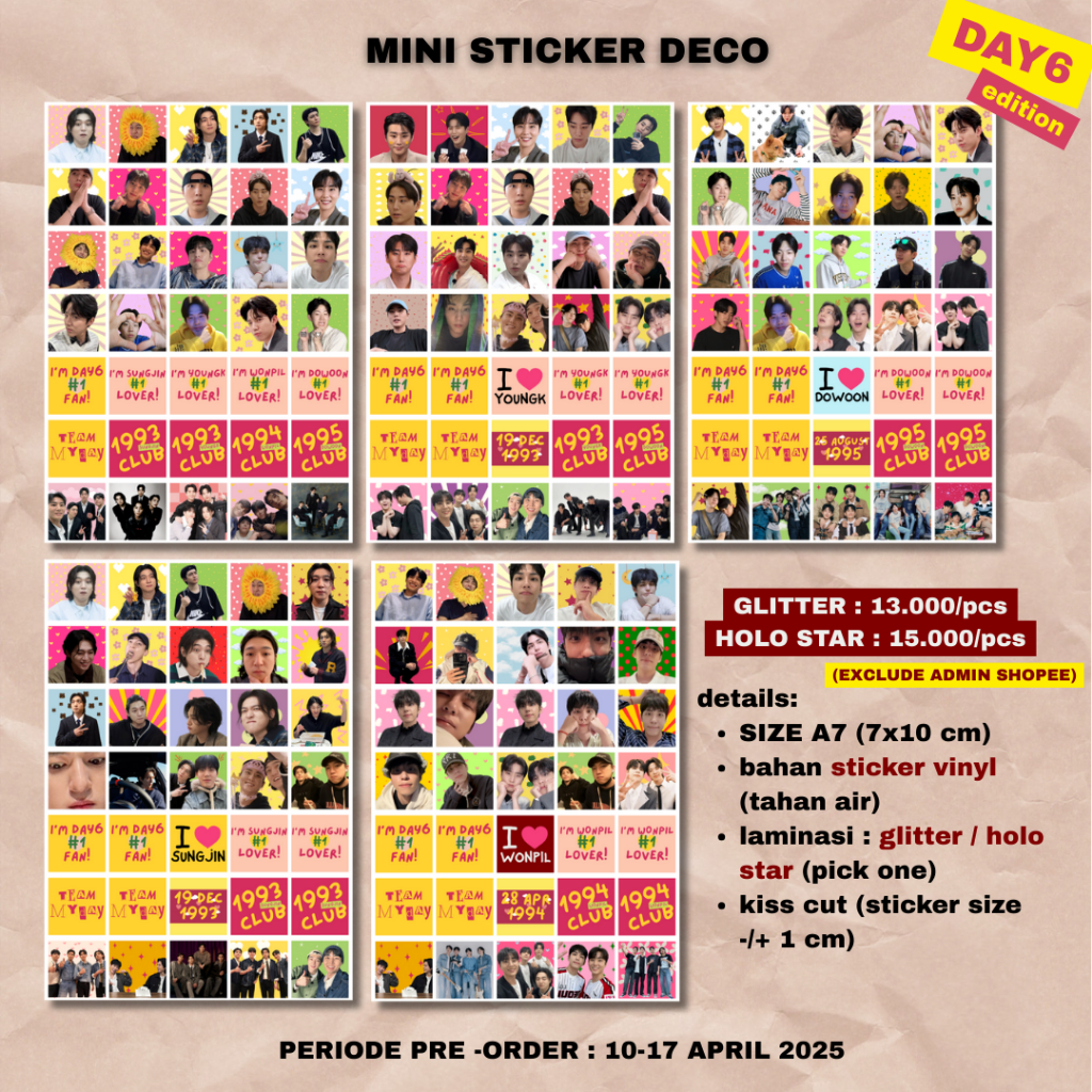 

[READY STOCK] STICKER MINI DECO DAY6 EDITION