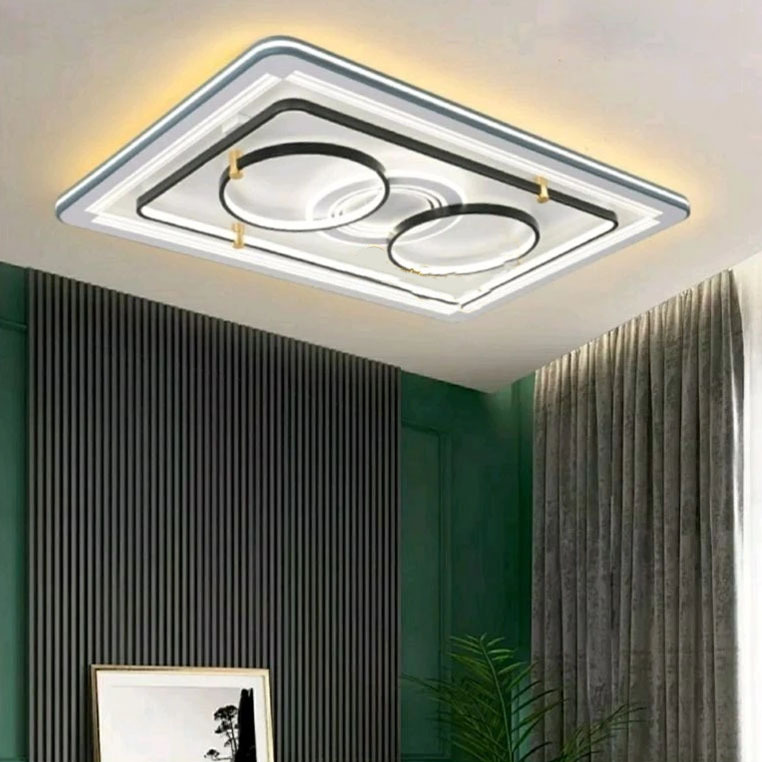 Lampu hias tempel plafon minimalis persegi panjang Remote control elegan modern lighting living dini