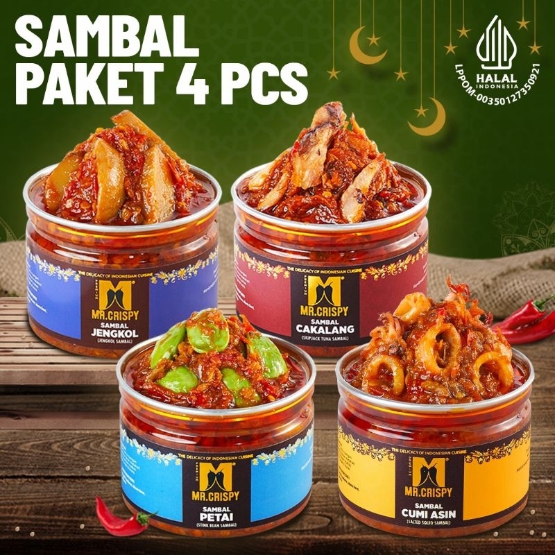 

SAMBAL PAKET 4 PCS MR CRISPY(CA+PETE+CAK+JNGKOL)