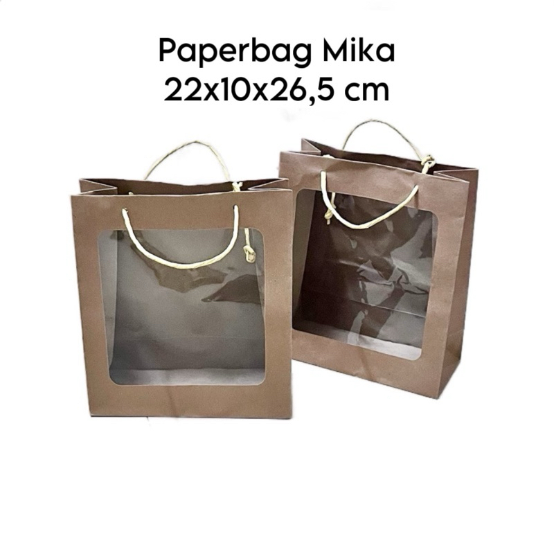 

Paper bag/Tas kertas Coklat Mika 22x10x26,5cm