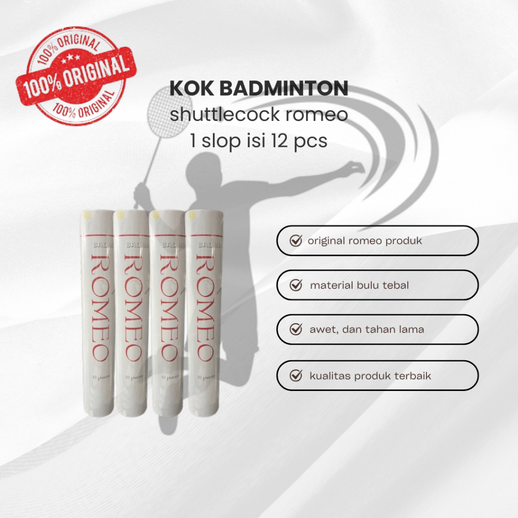 kok badminton / kok bulutangkis / shuttlecock romeo putih 100% original produk