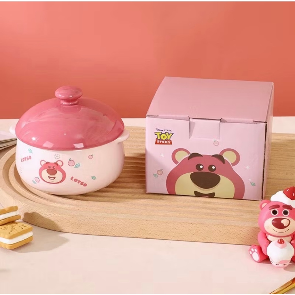 Ceramic Bowl Mangkuk Keramik Tahan Panas Lotso/CERAMIC BOWL WITH LID DISNEY LOTSO
