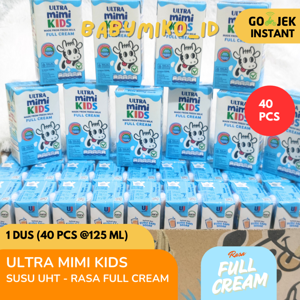 

[Harga Agen] Susu Ultra Mimi Full Cream | Ultramimi UHT Kids Full Cream 1 kardus isi 40 pcs @125ml