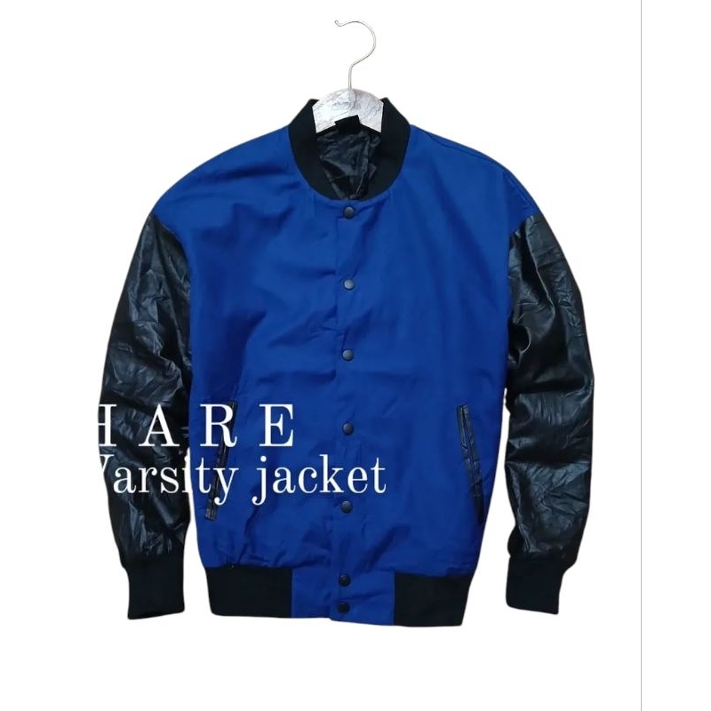 Jaket varsity keren tangan semi kulit HARE second murah