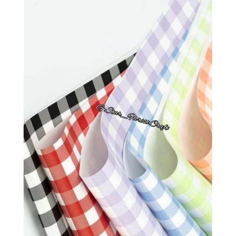 

1 Lembar Kertas Buket Free Packing - Kertas Motif Kotak kotak - Flower Wrapping Paper