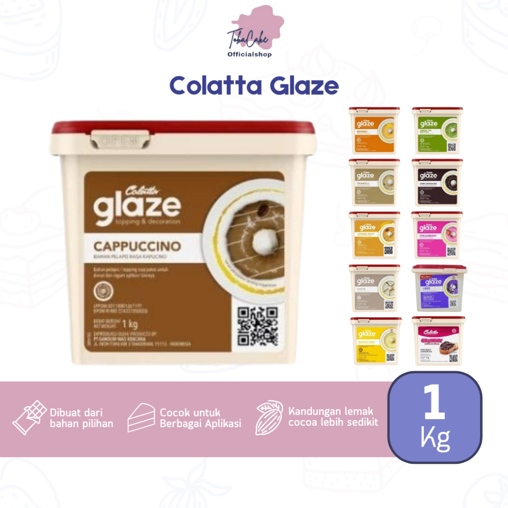 

Colatta Glaze Bahan Pelapis Crunchy Chocolate Tiramisu Green Tea Strawberry Ubee Topping Kue Donat